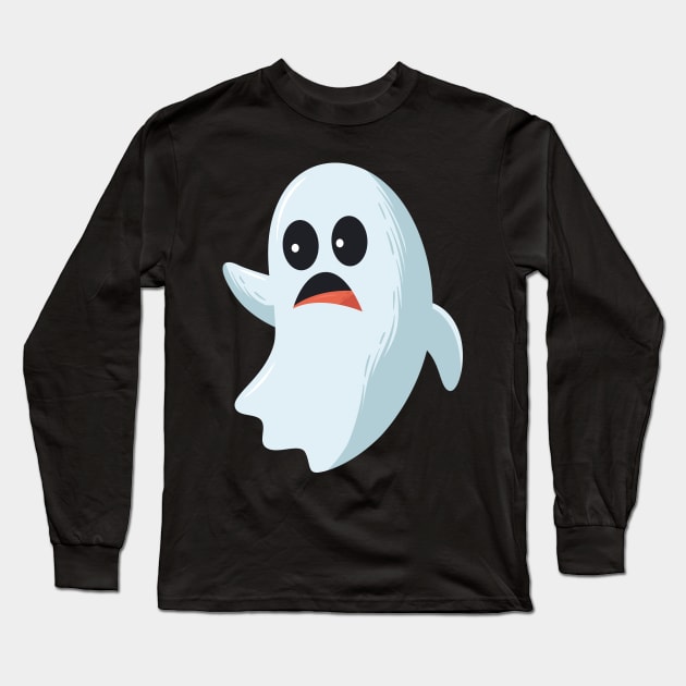 funny cute sad ghost - Halloween costume Long Sleeve T-Shirt by NaniMc